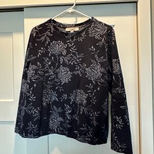 Loft size L navy floral top - like new condition